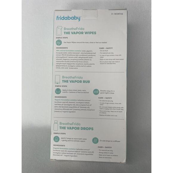 fridababy Breathe Easy Kit Sick Day Essentials - 3+mo Wipes, Rub, & Drops NEW! - Picture 2 of 2